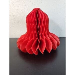 Vintage Red Accordion Honeycomb Tissue‎ Paper Christmas Bell  Made In USA